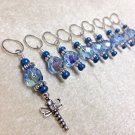 Knitting Stitch Markers (SNAG FREE)- Beaded Crystal Dragonfly Set