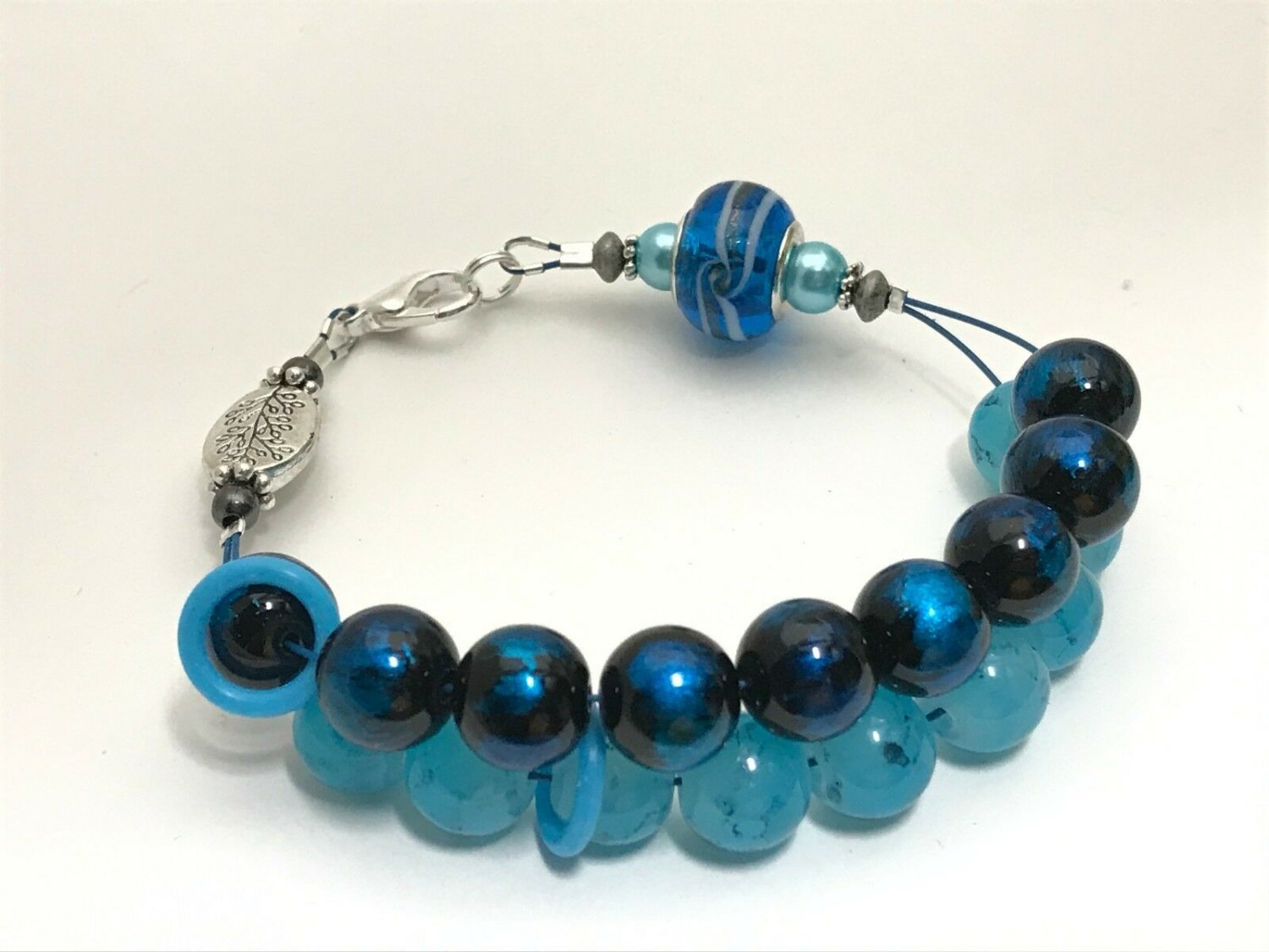 Blue Abacus Counting Bracelet, Knitting Row Counter, Handmade