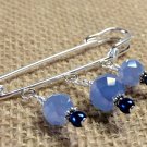 Handmade Beaded Shawl/ Scarf Pin- Blue- Beaded Jewelry