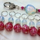 SNAG FREE Stitch Markers with  Beaded Holder- Knitting Tools- Sea OpalHeart