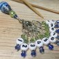 1-10 Numbered Stitch Markers & Beaded Holder- Row Counter Markers Blue & Green