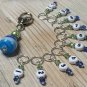 1-10 Numbered Stitch Markers & Beaded Holder- Row Counter Markers Blue & Green