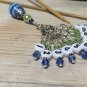 1-10 Numbered Stitch Markers & Beaded Holder- Row Counter Markers Blue & Green