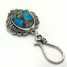 Handmade Portuguese Knitting Pin- Magnetic ID Badge Holder- Sky Blue Butterfly