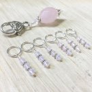 SNAG FREE Pink Cloud Crystal Stitch Markers & Matching Beaded Holder-