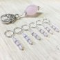 SNAG FREE Pink Cloud Crystal Stitch Markers & Matching Beaded Holder-