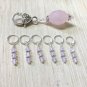 SNAG FREE Pink Cloud Crystal Stitch Markers & Matching Beaded Holder-