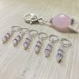 SNAG FREE Pink Cloud Crystal Stitch Markers & Matching Beaded Holder-