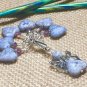 Beaded Heart Stitch Markers (SNAG FREE) with Matching Butterfly Clip Holder