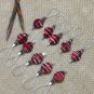 Handmade Knitting Stitch Markers SNAG FREE- Set of 10- Wire loops fit US15- red