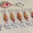 SNAG FREE Butterfly Stitch Marker Charm Set- Orange