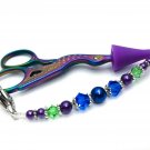 Handmade Jewel Tone Scissor Fob with Scissor Tip Cover for Embroidery Shears