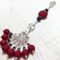 Handmade Beaded Stitch Marker Set with Lanyard (SNAG FREE)- Red Wine