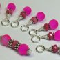 Hot Pink Cat Stitch Marker Set with Matching Holder (SNAG FREE)