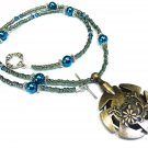 HANDMADE Yarn Cutter Pendant Necklace - Blue Pearl