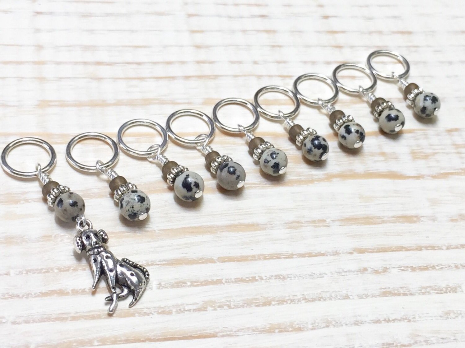 Dalmatian Knitting Stitch Marker (SNAG FREE)- 9pc. Beaded Marker Set