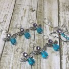 Snag Free Stitch Markers For Knitting- Blue Angels with Clip Holder