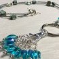 Handmade Beaded Knitting Stitch Marker Necklace Lanyard- Aqua/Teal