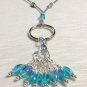 Handmade Beaded Knitting Stitch Marker Necklace Lanyard- Aqua/Teal