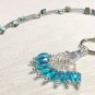 Handmade Beaded Knitting Stitch Marker Necklace Lanyard- Aqua/Teal