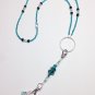 Handmade Beaded Knitting Stitch Marker Necklace Lanyard- Aqua/Teal