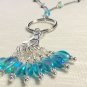 Handmade Beaded Knitting Stitch Marker Necklace Lanyard- Aqua/Teal