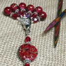 Handmade Snag Free Knitting Stitch Markers & Matching Holder-Red Speckle