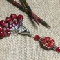 Handmade Snag Free Knitting Stitch Markers & Matching Holder-Red Speckle