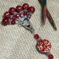 Handmade Snag Free Knitting Stitch Markers & Matching Holder-Red Speckle