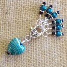 Handmade Beaded Knitting Stitch Markers (SNAG FREE) with Teal Heart Holder