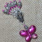 Beaded Stitch Markers (SNAG FREE) with Pink Butterfly Clip Holder- Knitting
