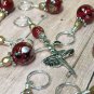 Red Knitting Stitch Marker Set (SNAG FREE)- Set of 9- Ballerina- Dance