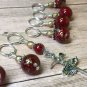 Red Knitting Stitch Marker Set (SNAG FREE)- Set of 9- Ballerina- Dance