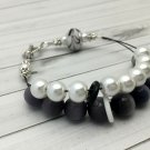 Black and White Abacus Counting Bracelet, Knitting Row Counter, Handmade