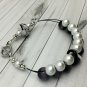 Black and White Abacus Counting Bracelet, Knitting Row Counter, Handmade