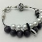 Black and White Abacus Counting Bracelet, Knitting Row Counter, Handmade