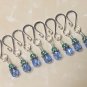 Handmade Removable Stitch Markers- Blue Crystal Shepherd's Hook