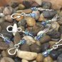 Handmade Removable Stitch Markers- Blue Crystal Shepherd's Hook