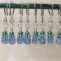 Handmade Removable Stitch Markers- Blue Crystal Shepherd's Hook