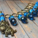 Handmade Cat Stitch Marker Set (SNAG FREE)- Set of 9 Blue Knitting Markers