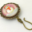 Handmade Magnetic Snowman Portuguese Knitting Pin - ID Badge Holder