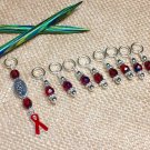Red Awareness Ribbon Knitting Stitch Marker Set (SNAG FREE)- Set of 9