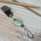 Green Heart Portuguese Knitting Pin- ID Badge Pin