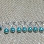 Handmade Knitting Stitch Marker Set (SNAG FREE)- Set of 9- Teal lamp worked