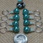 Handmade Knitting Stitch Marker Set (SNAG FREE)- Set of 9- Teal lamp worked