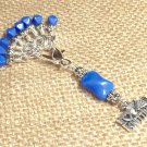 8 Blue SNAG FREE Stitch Markers AND Matching Clip Holder- I Love Knitting Charm