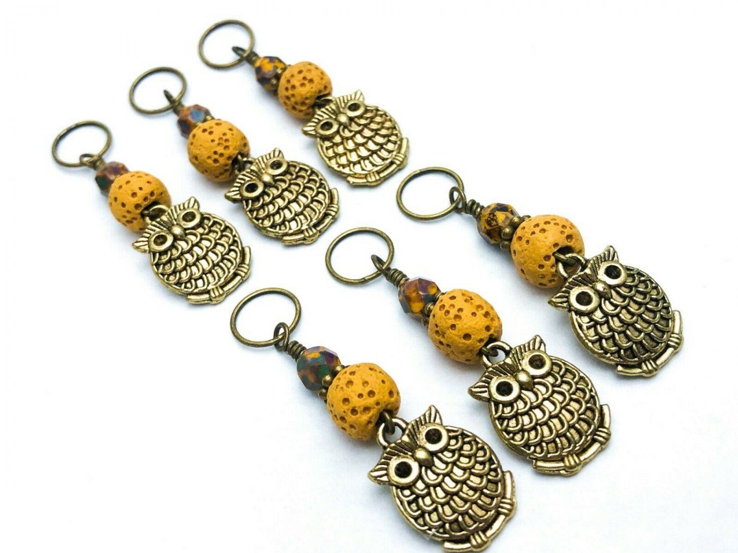6 Bronze Owl Stitch Markers (SNAG FREE)- Handmade Knitting Tools