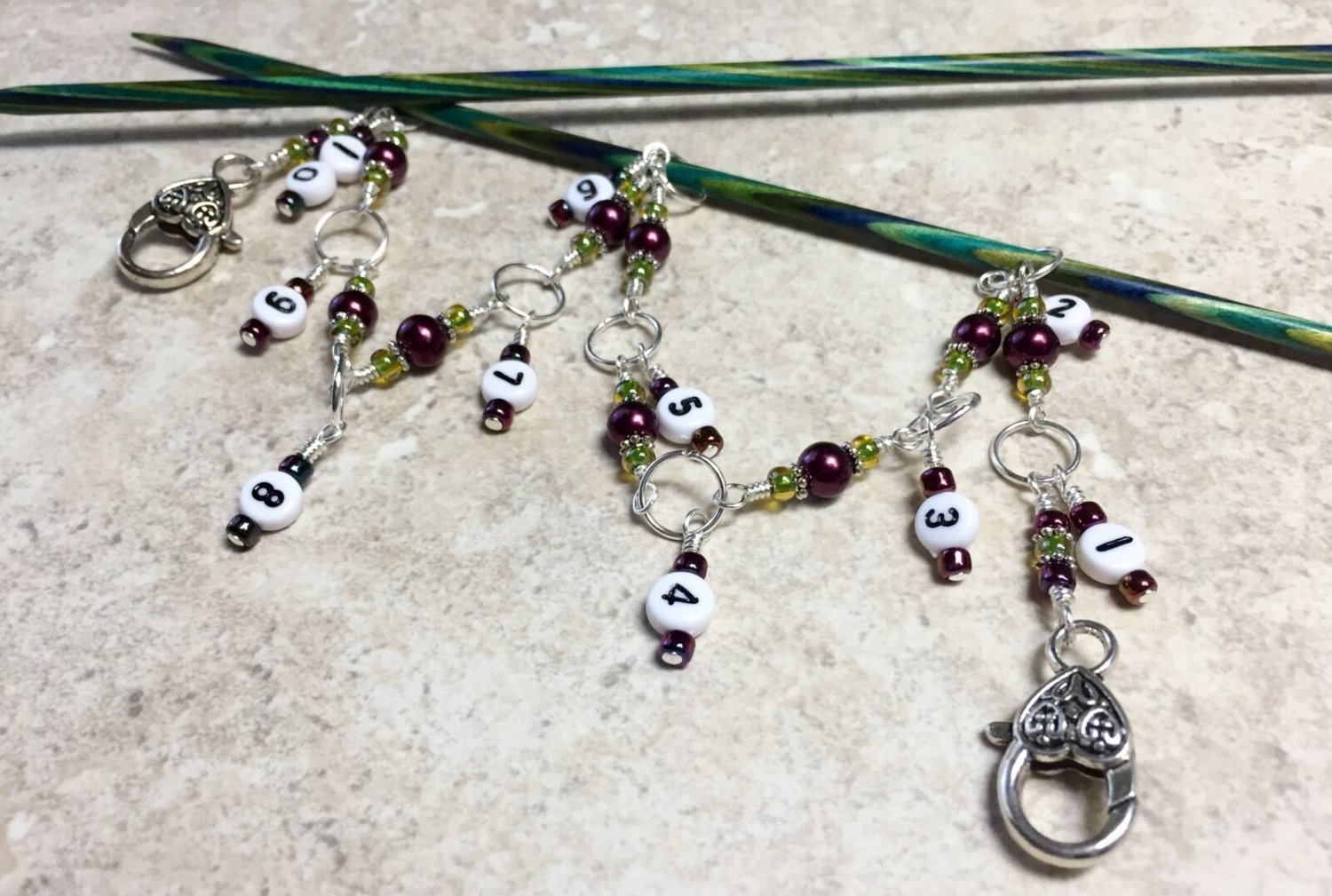 Knit Row Counter -1-10 Chain Style Counter- number stitch markers- Knitting Gift