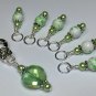 Green Splatter Stitch Marker Set for Knitting (SNAG FREE)- 6 Markers & Holder