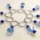 Handmade Knitting Stitch Markers (SNAG FREE)- Light Blue Crystal